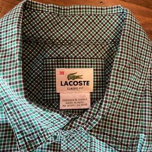 Men’s Lacoste Button Down- Green Tones- 38